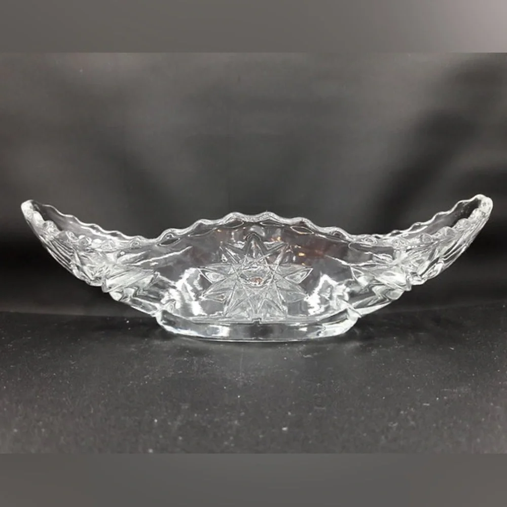Anchor Hocking Prescot vintage “Star of David” glass Gondola Dishes set of two